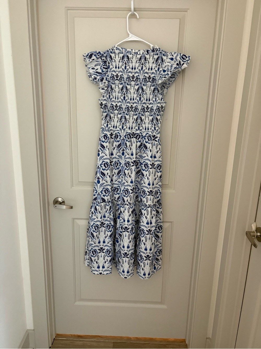 Baltic born Blue and White Floral Smocked Midi Dress - NWT Size S - Picture 5 of 7